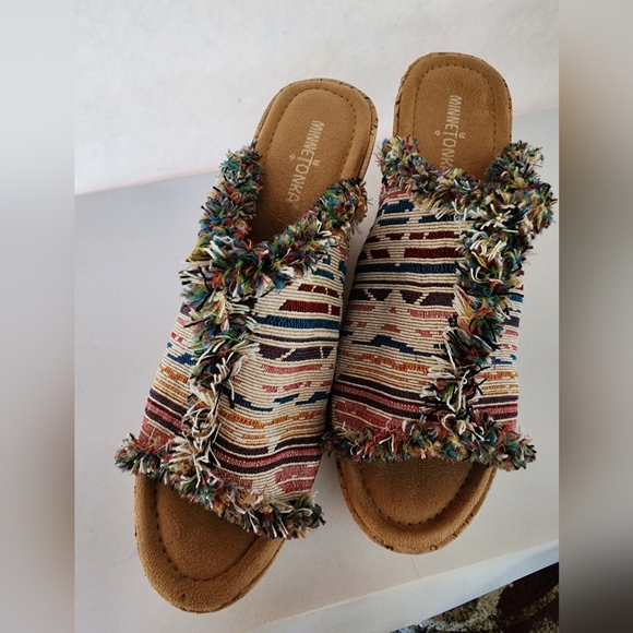 Minnetonka York Wedge Sandals Multicolored Women's Size 10 - Picture 3 of 7